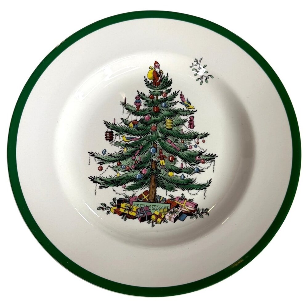 4 VTG Spode Christmas Tree Dinner Plates 10.75” Made In England S3324-Y Set - Picture 6 of 11